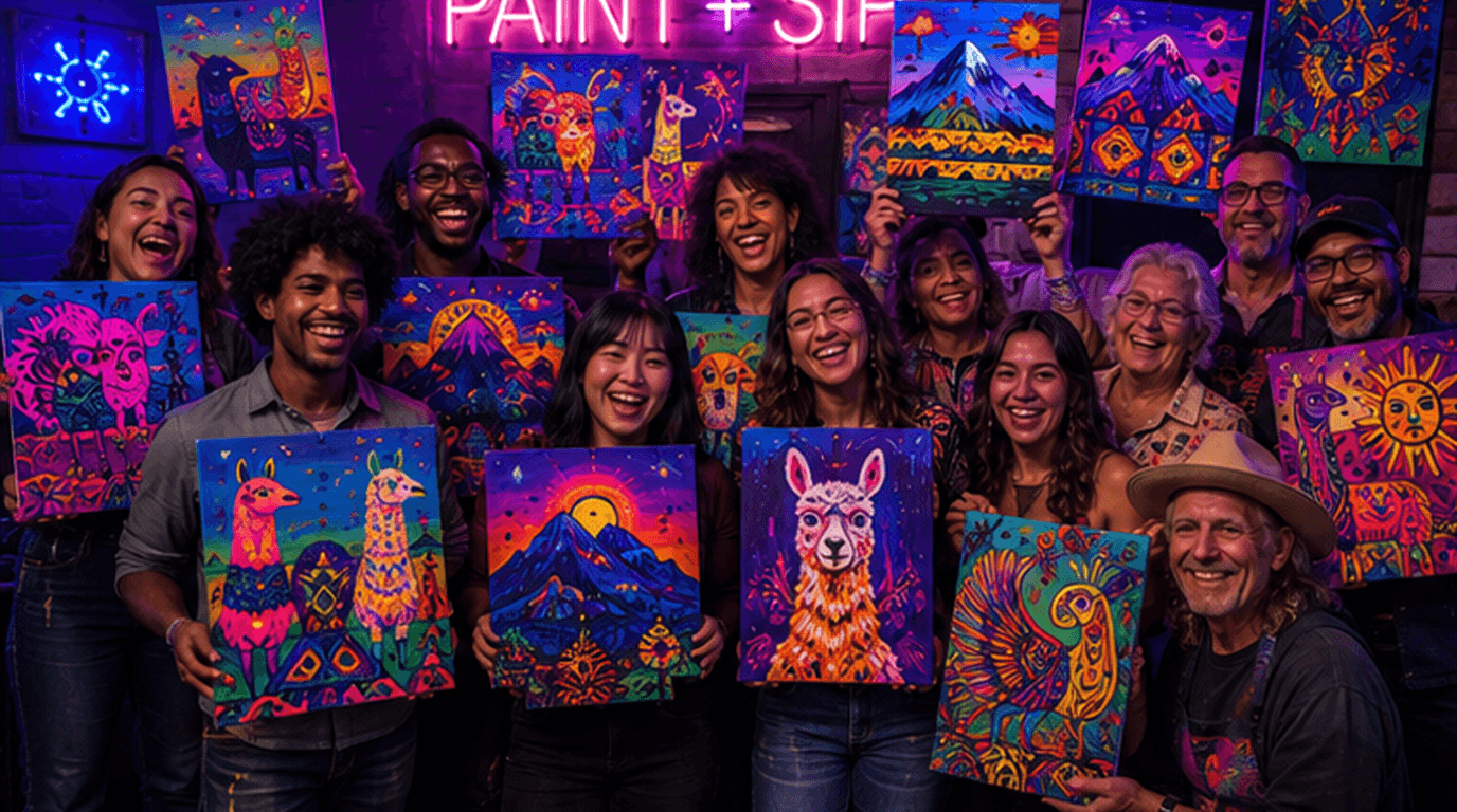 Neon World Cup Paint & Sip at Cuzco Restaurant