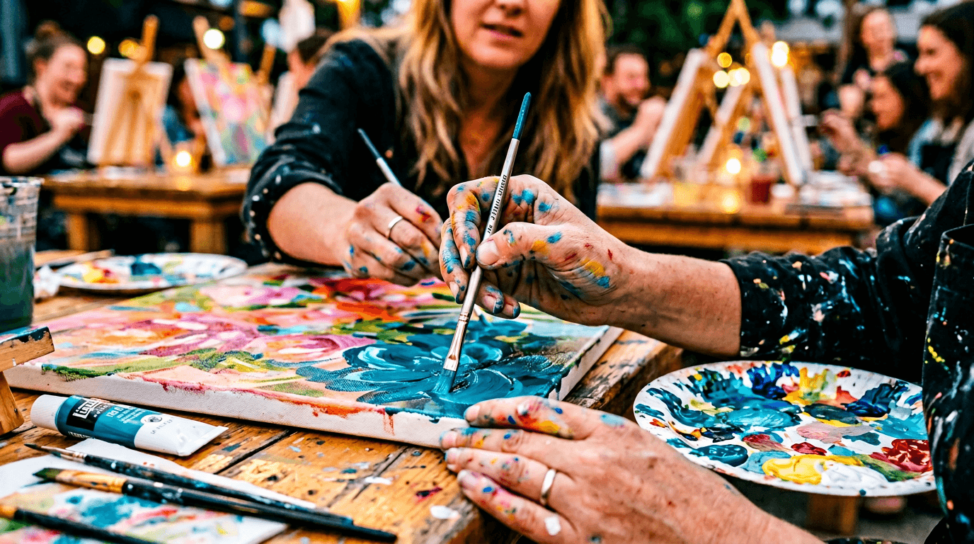 Artist hands at work